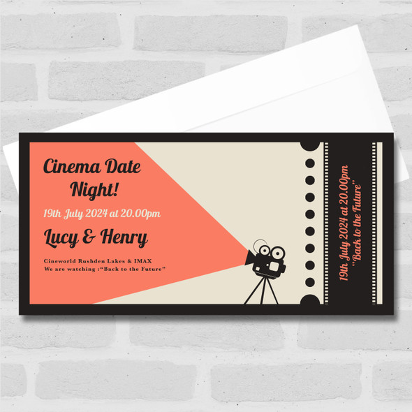 Retro Cinema Camera Date Night Gift Personalised Surprise Ticket Gift Voucher