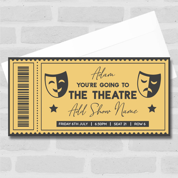 Going To Theatre Show Any Occasion Personalised Surprise Ticket Gift Voucher