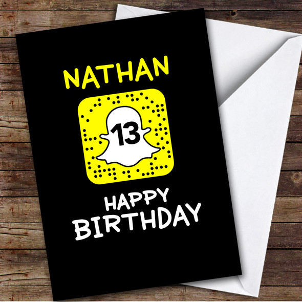 Snapchat Icon Birthday Card Any Age Children's Personalised Kid's Birthday Card