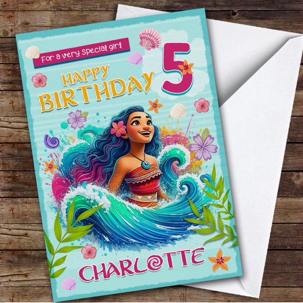 Moana Art Splash Any Age Children's Personalised Kid's Birthday Card