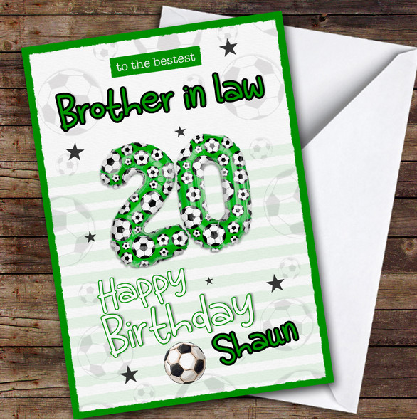 Personalised 20th Birthday Card For Brother-In-Law Football
