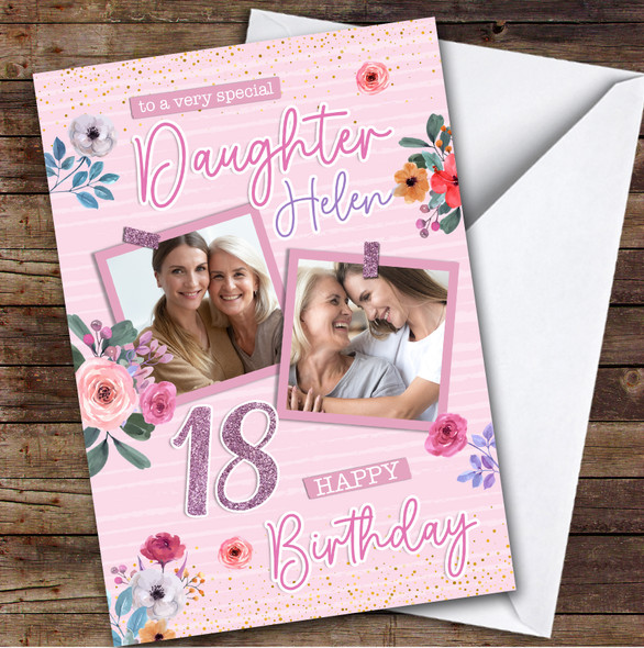 Personalised Daughter 18th Birthday Card Pink Photo Frames