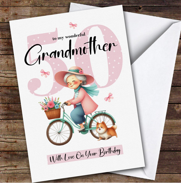 Personalised Grandmother 50th Birthday Card Retro Bike