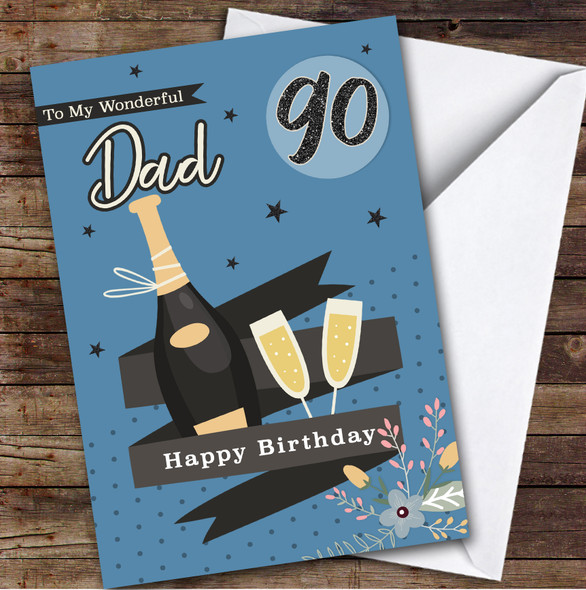 Personalised Dad 90th Birthday Card Champagne