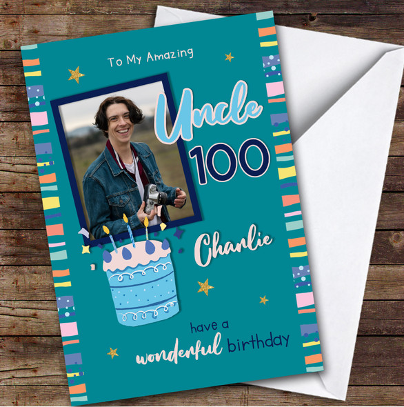 Personalised Uncle 100th Birthday Card Cake
