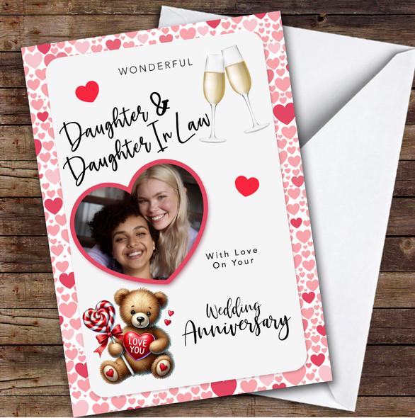 Personalised Anniversary Card For Daughter & Daughter-In-Law Champagne Photo