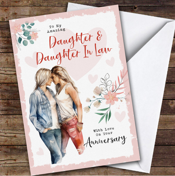 Personalised Wedding Anniversary Card For Daughter & Daughter-In-Law Lesbian