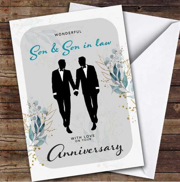 Personalised Wedding Anniversary Card For Gay Son & Son-In-Law