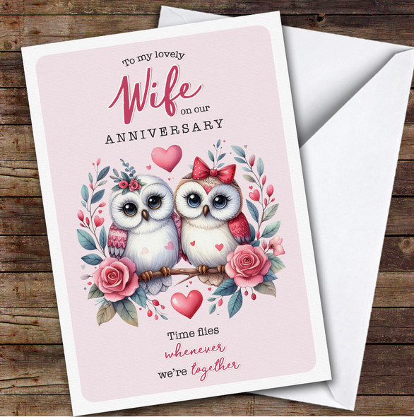 Personalised Wedding Anniversary Card For Wife Owl Lesbian