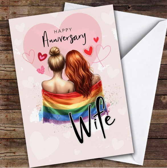 Personalised Wedding Anniversary Card For Wife Lesbian Lgbt Flag