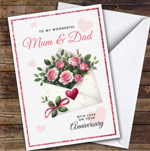 Personalised Wedding Anniversary Card For Mum & Dad Envelope