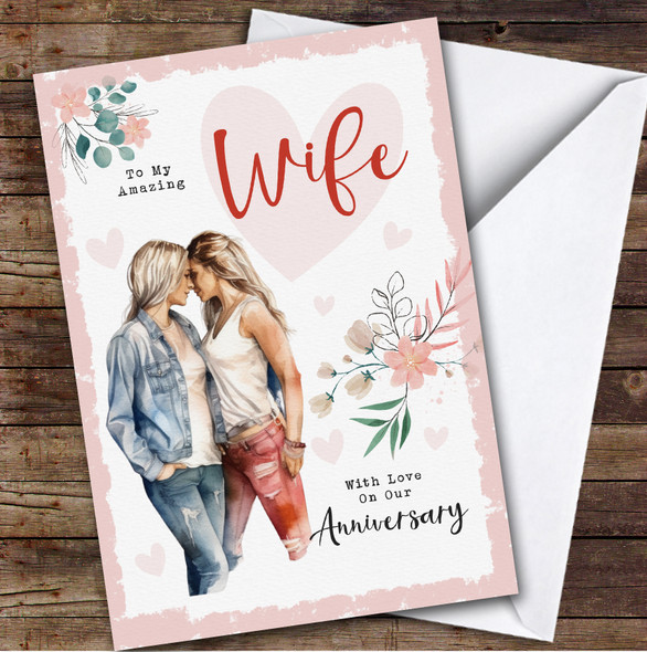 Personalised Wedding Anniversary Card For Wife Lesbian