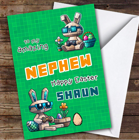 Nephew Kids Personalised Easter Card Minecraft Bunny