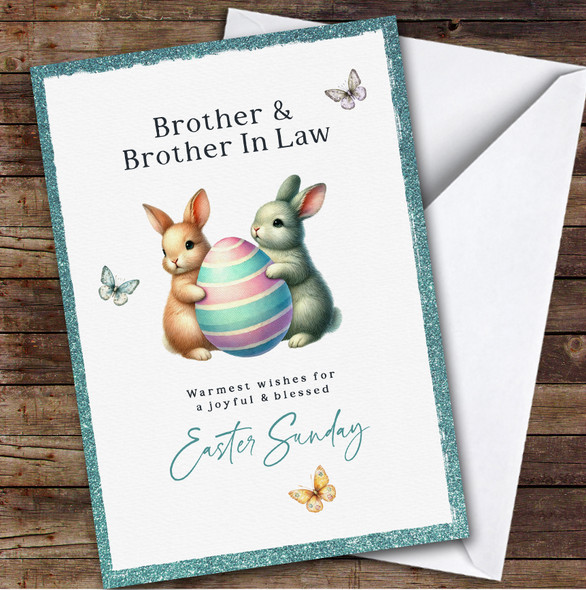 Personalised Easter Card Brother & Brother-In-Law Cute Bunny Couple