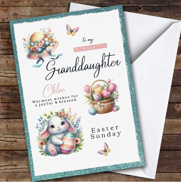 Personalised Easter Card For Granddaughter Cousin Bunny Egg