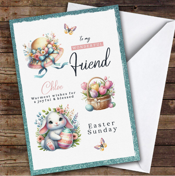 Personalised Easter Card For Female Friend Bunny Egg