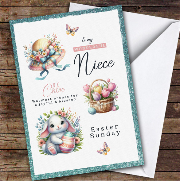 Personalised Easter Card For Niece Bunny Egg
