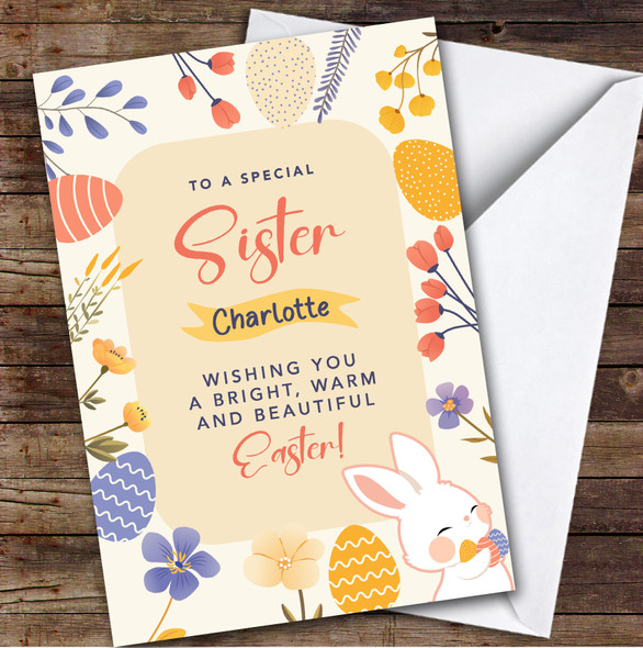 Personalised Easter Card For Sister Bunny