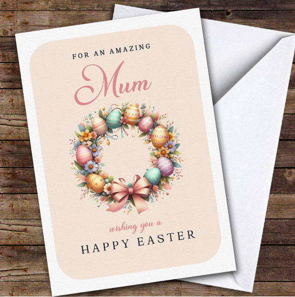 Personalised Easter Card For Mum Egg Wreath