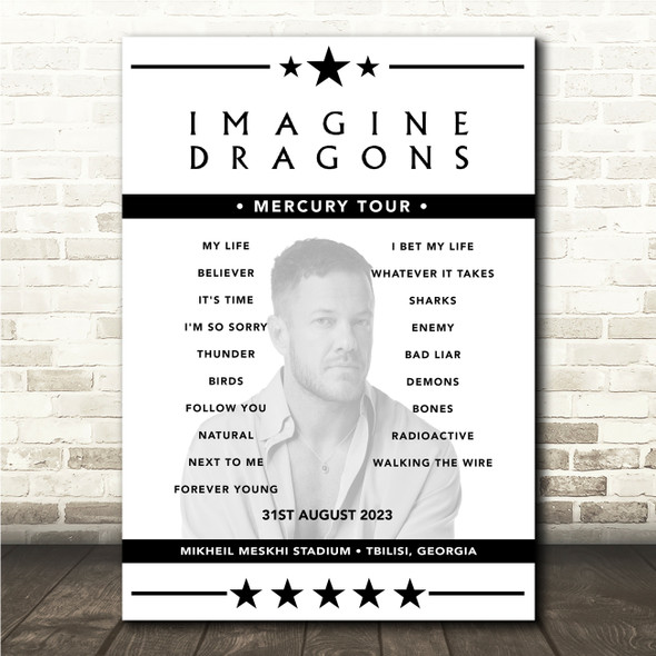 Imagine Dragons - Concert Setlist Poster Print Canvas - Mikheil Meskhi Stadium, Tbilisi, Georgia - August 31st 2023