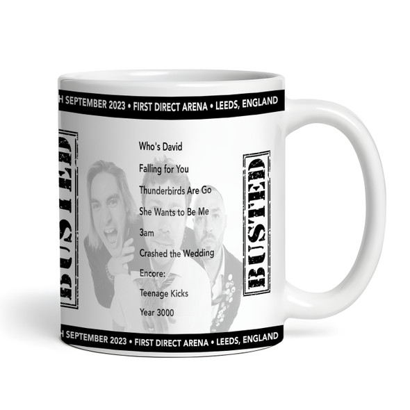 Busted Concert Setlist Gig Mug - First Direct Arena, Leeds, England - September 17th 2023