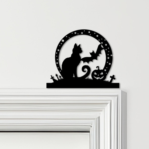 Door Topper Halloween Decor Cat Bat Pumpkin Various Colours Frame Decor Sign