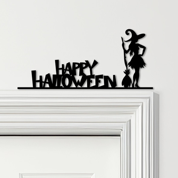 Door Topper Happy Halloween Decor Witch Various Colours Decorative Sign