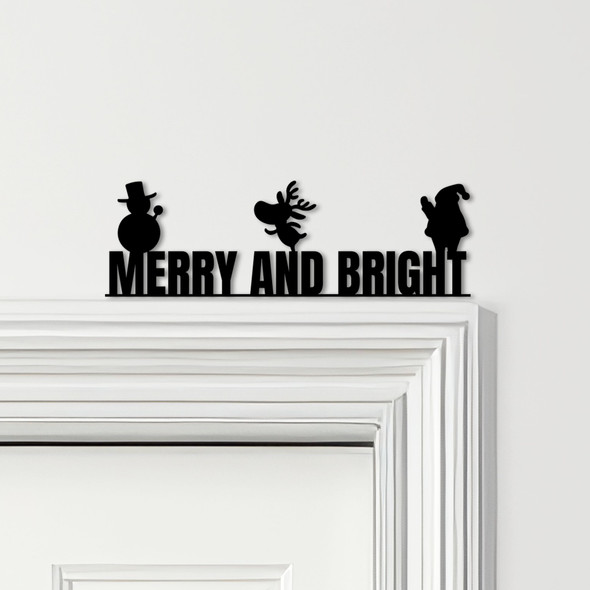 Door Topper Merry & Bright Christmas Decor Quote Various Colours Decorative Sign