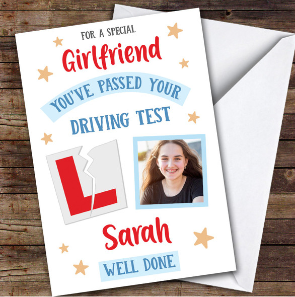 Personalised Passed Driving Test Card For Girlfriend Photo L Plate Star