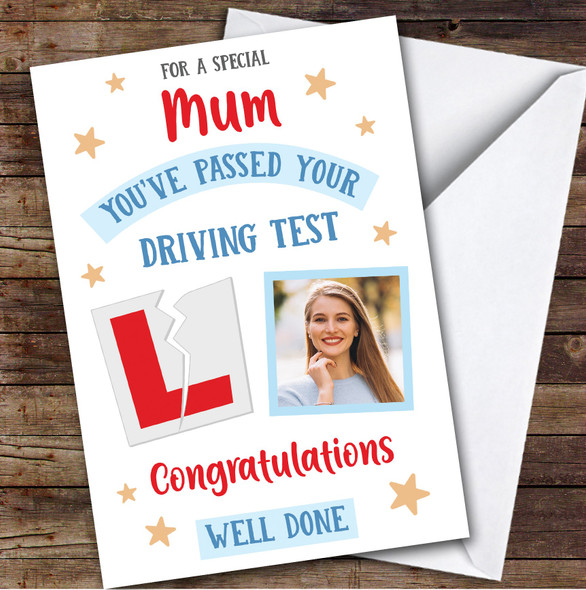 Personalised Passed Driving Test Card For Mum Photo L Plate Star