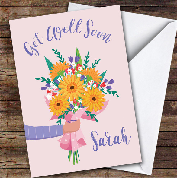 Personalised Get Well Soon Card For Anyone Flower Bouquet