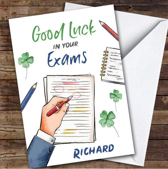 Personalised Good Luck In Exams Card For Anyone Hand Test