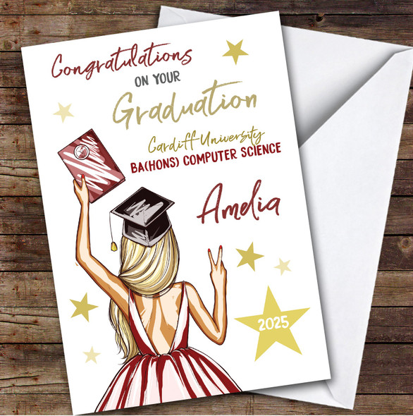 Personalised Graduation Card For Anyone Blonde Girl