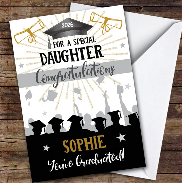 Personalised Graduation Card For Daughter Silhouette Hat