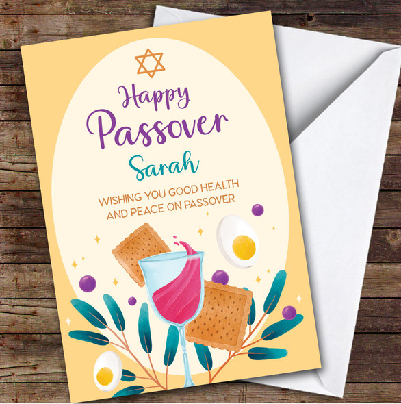 Personalised Passover Card For Anyone Drink Food Yellow