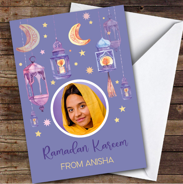 Personalised Ramadan Card For Anyone Photo Purple Lantern Moon Personalised Ramadan Card For Anyone Photo Purple Lantern Moon