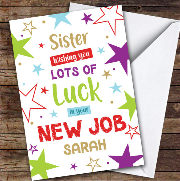 Personalised New Job Card For Sister Bright Stars