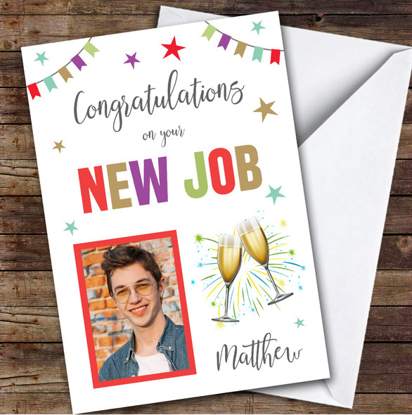 Personalised New Job Card For Anyone Photo Champagne Cheers Personalised New Job Card For Anyone Photo Champagne Cheers