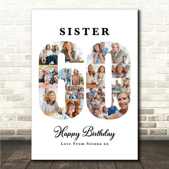 Photo Collage 60th Birthday Custom Gift For Her 18-Photo 60 Print Or Canvas