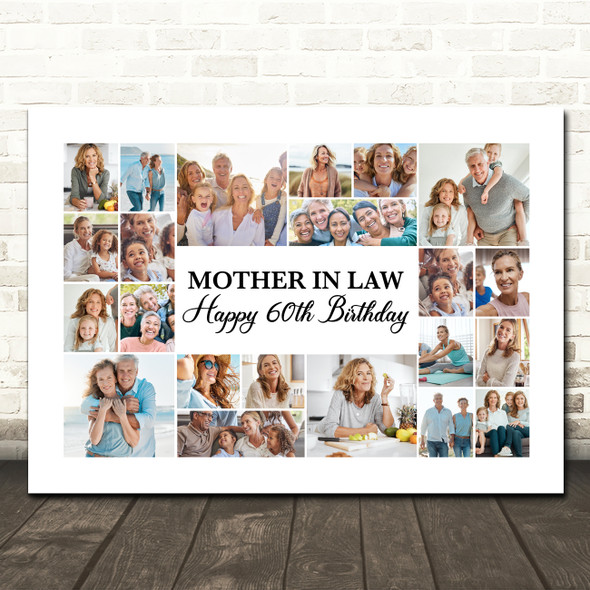Photo Collage 60th Birthday Gift For Mother-In-Law 22-Photo Print Or Canvas