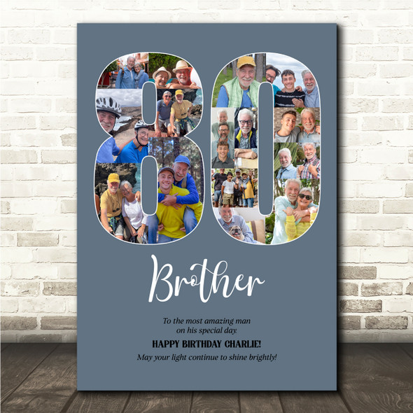 Photo Collage 80th Birthday Custom Gift For Him 16-Photo 80 Print Or Canvas