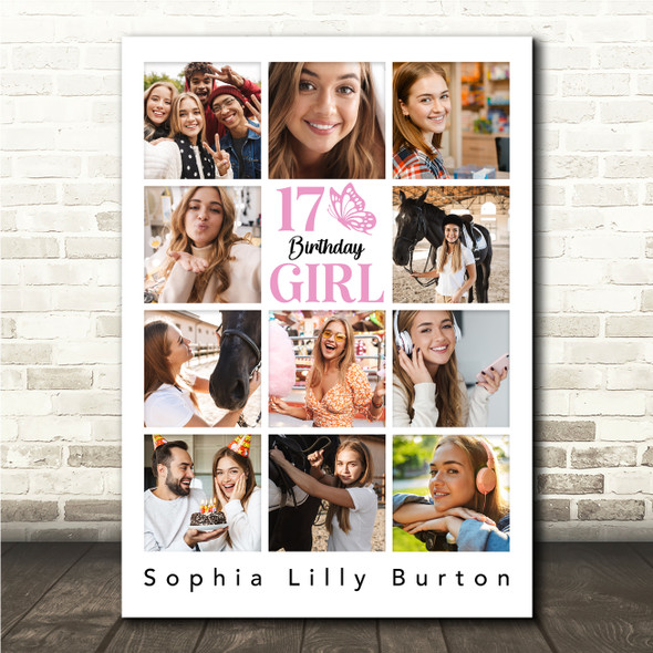Photo Collage 11-Photo 17th Birthday Gift For Teenager Girl Print Or Canvas
