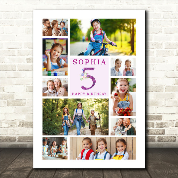 Photo Collage Kids Birthday Gift For Girls Any Age 10-Photo Print Or Canvas
