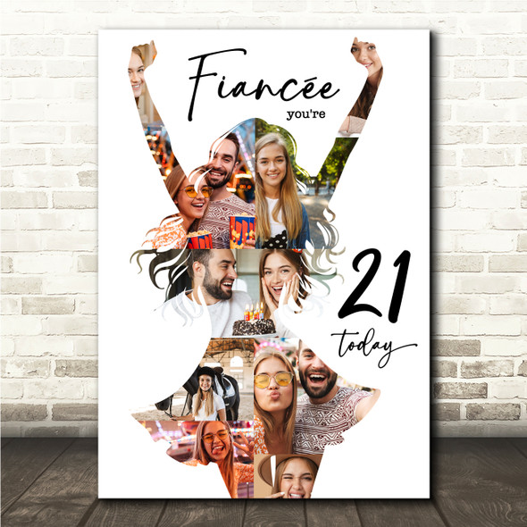 Photo Collage 21st Birthday Custom Gift For Fiancée 9-Photo Print Or Canvas