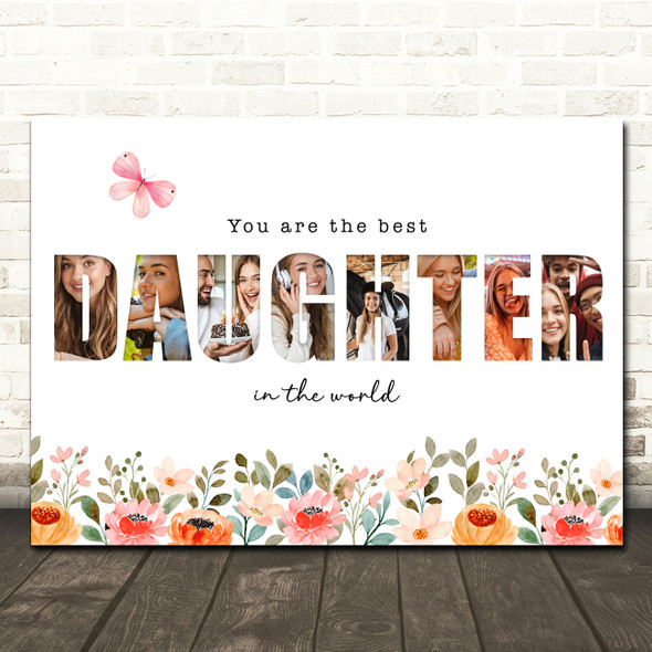 Photo Collage Floral 8-Photo Gift For Daughter Any Occasion Print Or Canvas