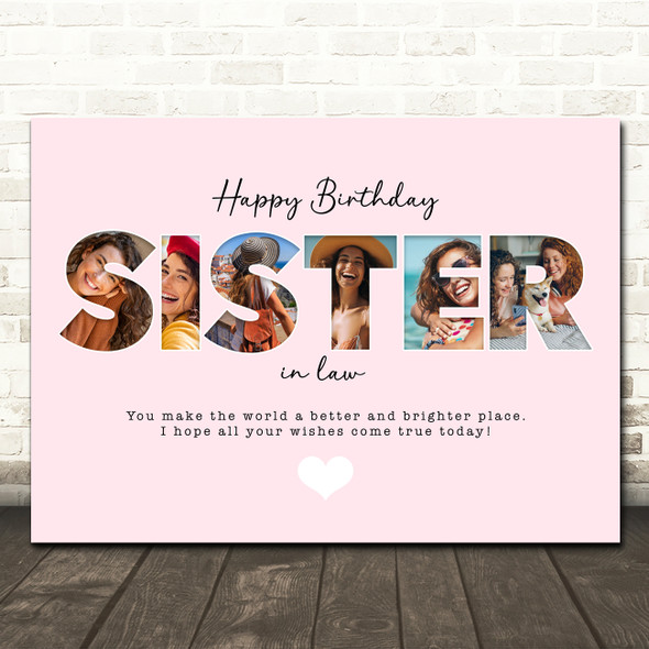 Photo Collage Pink 6-Photo Birthday Gift For Sister-In-Law Print Or Canvas Photo Collage Pink 6-Photo Birthday Gift For Sister-In-Law Print Or Canvas