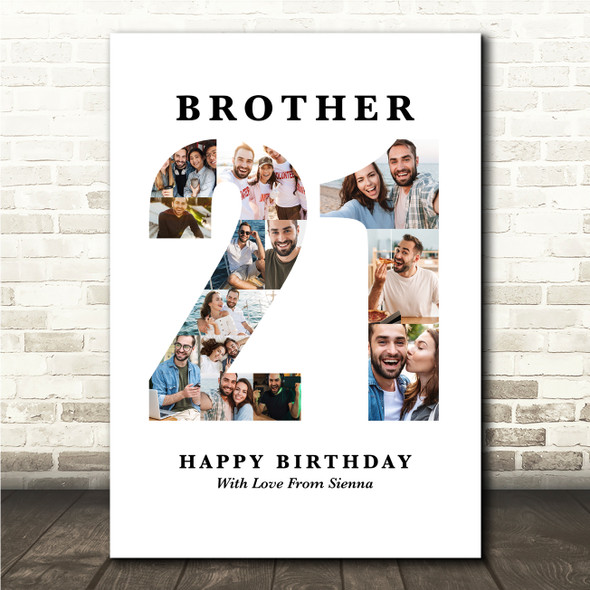 Photo Collage 21st Birthday 13-Photo Birthday Gift For Him Print Or Canvas