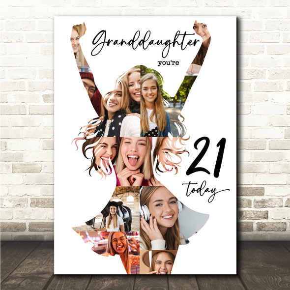 Photo Collage 21st Birthday Gift For Granddaughter 9-Photo Print Or Canvas
