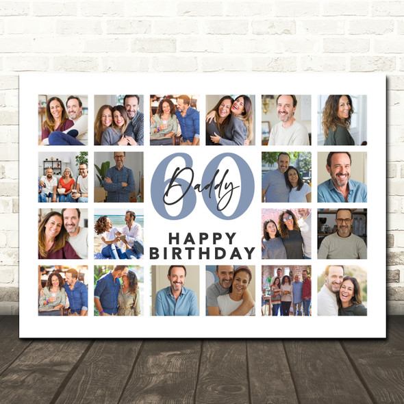 Photo Collage 60th Birthday Personalised Gift For Daddy 20-Photo Print Or Canvas