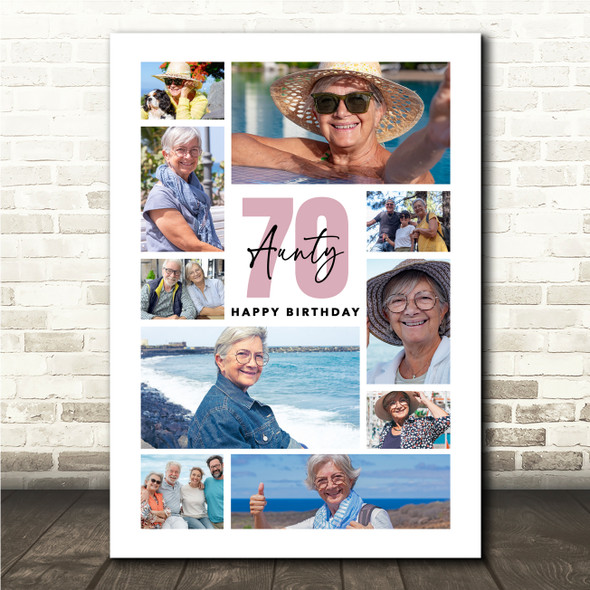 Photo Collage 70th Birthday Personalised Gift For Aunty 10-Photo Print Or Canvas